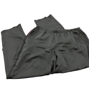 VICTORIA'S SECRET Large Black Satin Pajama Pants Wide Leg Lounge PJs Drawstring